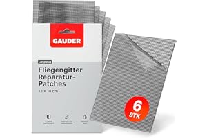 GAUDER Fliegengitter Reparatur Sticker - Insektenschutzgitter Reparatur Set aus Glasfaser selbstklebend - Reparaturklebeband für Fliegengitter Tür und Fenster (6 Stück - 130 x 180 mm)
