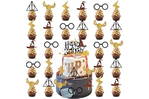 HEARTSKING Magical Tortendeko, Glitter Wizard Tortendeko Kuchendeko Geburtstag Theme Geburtstagsdeko Happy Birthday Muffin Tortenaufleger Cake Topper Geburtstag Deko für Mädchen Jungen Kinder