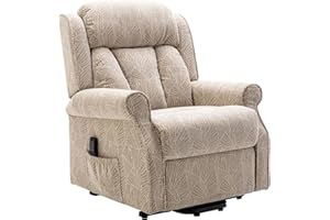 MORRIS LIVING The Darwin - Dual Motor Riser Recliner Mobility Arm Chair in Cream Brushstroke Fabric