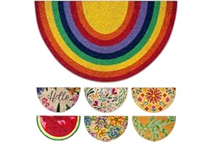 LUA VIKA Felpudo Entrada casa Originales - Arcoiris - 40x70 cm - Alfombra Entrada casa Exterior e Interior - Felpudo Coco semicircular - Resistente y Antideslizante