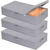 Underbed Storage Box Grey Pack of 3 60 x 30 x 15 cm