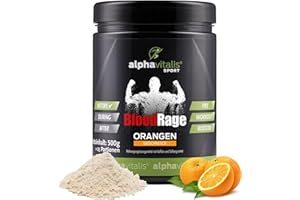 ‎ALPHAVITALIS PRE WORKOUT BOOSTER 500g Blood Rage - leckerer Orangen Geschmack - Max Pump - mit Koffein, L-Arginin, L-Citrullin, Creatin Monohydrat, beta Alanin, Taurin, Bitterorangenextrakt, Guarana uvm.