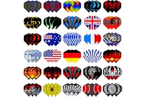 Runmeihe Ailettes de fléchettes standard 50 jeux Ensembles aléatoires 30 jeux, 90 pièces Durables en PET et plumes de remplacement au laser, accessoires parfaits pour les jeux de fléchettes