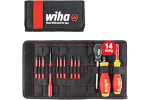 Wiha Drehmoment Schlüssel Schraubendreher Set torquevario-s electric (40674) gemischt 14tlg. 0,8-5,0 Nm inkl. Falttasche Schlitz Kreuz Plusminus