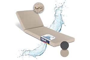 Beautissu Coussin Bain de Soleil 190x60 Imperméable Matelas Transat Bain de Soleil – Résistant aux Intempéries Séchage Rapide Lavable – Coussin Chaise Longue Exterieur Beige