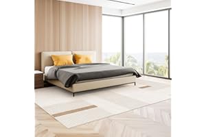 HOMFINE Moderno Tappeto Salotto-Tappeto Soggiorno Pelo Corto Tappeto lavabile Tappeto Camera da Letto Tappeti per interni ed esterni Antiscivolo e resistente all'usura Tappeti 160x230cm Beige