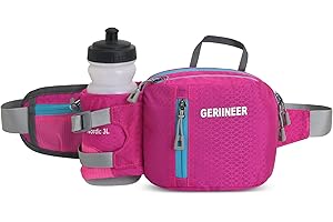 GERIINEER Bumbags with Bottle Holder Waterproof Fanny Packs Plus Size Bum Waist Bag for Dog Walking Climbing Hiking Travel Cycling Outdoor Sport