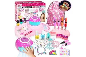 HILKKET Nagelstudio Kinder Mädchen, Nagellack für Kinder, Geschenke Kinder 6 7 8 9 10 Jahre, Nageldesign Kinder, Peel-Off Kindernagellack, Nail Art Nagelset Mädchen Fluoreszierend für Geburtstag