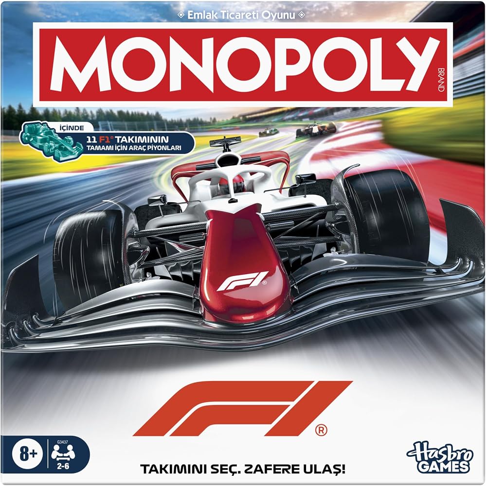 Monopoly F1 Edition Kutu Oyunu | Resmi Lisanslı FORMULA 1 Oyunu | Çocuklar, Gençler ve Yetişkinler için Aile Oyunları | 2-6 Oyuncu | 45 Dk. | 8 Yaş ve Üzeri - Türkçe versiyonu