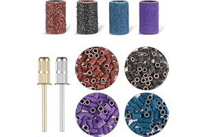 GOTDYBST 200 Stück Nagelfräser Aufsätze, Schleifkappen 80/120/180/240 Grit, Schleifhülsen Nagelfräser Bits, Mit 2 Pcs Nagelbohrer, Nagelfräser Bit Für Nageldesign, Maniküre, Nagelpflege