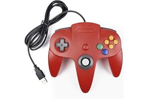 miadore Manette N64 Controller Gamepad,Manette de Jeu console 64 N64 USB Gamepad Joystick pour Windows PC Mac (Rouge 1 Pack)