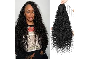 XIIMENALU Boho Faux Locs Crochet Hair 8 Packs Goddess Soft Locs with Curly Ends Pre-Looped Bohemian River Locs Crochet Hair Extensions for Black Women (1B#, 24Inch(Pack of 8))