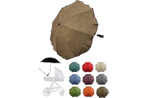 BAMBINIWELT BY RAFAEL K. Parasole universale per passeggino e passeggino, protezione UV 50+, con supporto universale regolabile per tubi rotondi e ovali, melange marrone chiaro
