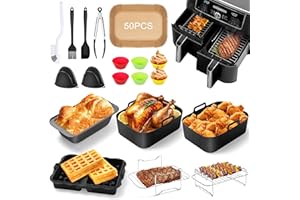 Charmofun Heißluftfritteuse Zubehör, Airfryer Zubehör für Ninja Foodi Max Dual Zone AF300EU AF400EU AF500EU 7.6L-9.5L und Anderen Dual Zone Fritteuse, 23-teiliges Air Fryer Accessories Ninja