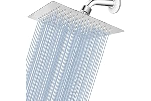 Soffione Per Doccia da 20 cm Voolan, Testa Doccia Piazza ad Alta Pressione in Inox 304, Ti Offre Un'Esperienza di Doccia Confortevole Anche a Basse Pressioni d'Acqua e Consente (Cromo)