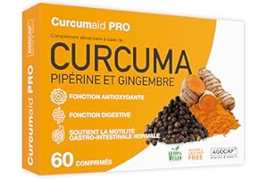 AGOCAP Curcumine 1000mg - CURCUMA, 1000mg EXTRA FORT. Curcumine et Piperine, Curcuma anti inflammatoire, Curcuma Gingembre Poivre Noir - Extrait de curcuma. Turmeric Curcuma, 60 comprimés