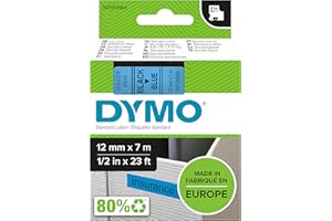 Dymo D1 Etichette Autoadesive per Stampanti LabelManager, Rotolo da 12 mm x 7 m, Stampa Nero su Blu, 1 Pezzo S0720560