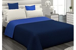 il dolce stile della tua casa Copriletto Trapuntino Leggero Matrimoniale/Piazza e Mezza/Singolo Estivo Double Face Bicolor Reversibile made in Italy (piazza e mezza, blu/azzurro)