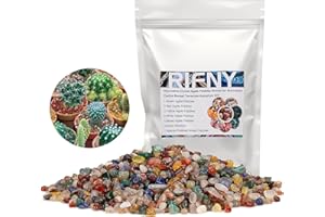 RIFNY Kieselsteine für Aquarium Blumentopf Deko Steine kleine Natur Kristall Achat Kies für Sukkulenten Kaktus Terrarium DIY Balkon Pflanztöpfen Dekorative, 680g, Gemischt