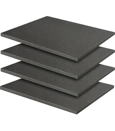 4x Schaumstoffplatten Schwarz 40x30x2,5cm - Hochdichter Würfelschaum