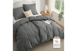 ‎BEDSURE BEDSURE Bettwäsche 135x200 Baumwolle 4teilig - Bettwäsche-Sets Grau Bettbezug 2er Set mit 2 Kissenbezüge 80x80 cm, Oeko-TEX Bedding Anthrazit mit Reißverschluss
