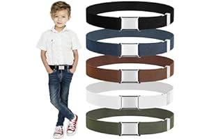 Furuising 5 Pezzi Elastica Cintura per Bambini, Regolabile Cintura Elastica con Fibbia Quadrata per 2-13 Anni per Ragazzi Ragazze Jeans, Pantaloncini, Pantaloni, Vestito