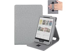 Vakarey Custodia per Kobo Clara 2E/Clara BW,Cover per il Sonno per Kobo Clara Colour Cover con Cinturino da Polso,Grigio