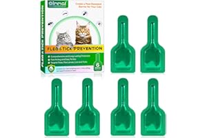 HUALIJIA Spot On Tick & Flea Treatment for Cats - 6 Pipettes - Easy to Apply - Suitable for Cats from 8 Weeks of Age, Weighing More than 1.5lbs