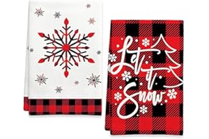 Ohok 2 Stück Weihnachten Handtücher 45x65 cm, Mode Dekoration Küchentücher Weihnachtsmann Geschirrtücher Weiche Mikrofasertücher für Badezimmer Küche Trockentuch Weihnachten Deko (Set U)
