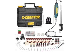 Utensile Rotante, TECCPO 200W Strumento Multifunzione Kit con Braccio Telescopico&Morsetto da Tavolo, 120pcs Accessori, Mini Drill a 5+Max Velocità Variabile, Ideale per Creazioni Fai da te