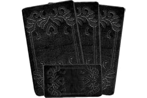 Emmahome ROMANY GYPSY WASHABLE 4PCS MAT/RUG SET, CARAVAN/MOBILE HOME TOURER SIZES, 67X120CM, Mabel (Anthracite)