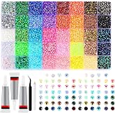 Bedazzler Kit, 32000 Pieces Resin Rhinestones with 3 Pieces Glue 10ml, 0.3cm Colorful Rhinestones Bedazzler for Crafts, Cloth