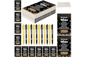 SEVENMYE 12 Sets Happy New Year Gifts Set 2026 Happy New Year Pens with Inspirational Notebook Bulk Eve Party Supplies for Guests Coworkers Employee Staff Team Classroom Teacher Office Eve Festive Souvenirs