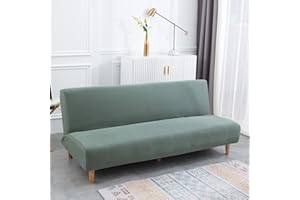 ‎TOPCHANCES Armlose Futon Sofa Bett bezüge - Hochelastische weiche Klappsofabezüge ohne Armlehnen, armloser Schlafsofa-Überwurf, Couch Sofa Schutz passend für 2-3-Sitzer Klappsofa (Weave Cyan)