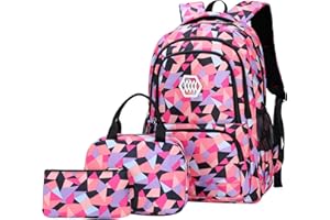 SellerFun Girl Geometric Printed Primary Junior High University School Bag Bookbag Backpack