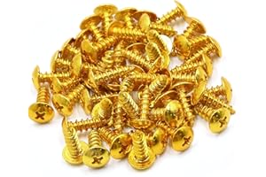 A ABSOPRO 50 Pz Viti per Moto 5mm Tondo Croce Testa Auto Maschiatura Bulloni Oro Tono