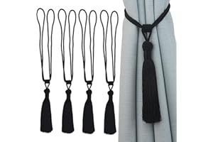 jghcsz Vorhang Raffhalter Vorhang Seilquasten mit Fransen und Quaste handgefertigt für Haus Dekoration 4 Stück (Black, 4)