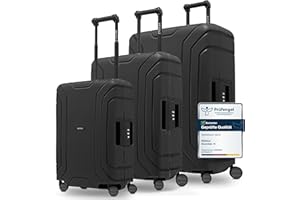 REDOLZ Essentials 15 Productos habituales, Profundo Negro, Kofferset (3-teilig), Carro rígido con ruedas giratorias