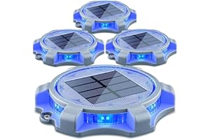 Siedinlar Pont Solaire Allume L'allée Lampe Solaire Exterieur LED Lumière Imperméables pour Jardin Dock Voie Cour 4 Pack (Bleu/Rouge)