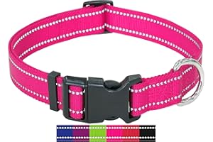 DEY - Premium Hundehalsband Nylon, Reflektierend, Verstellbar, für Kleine u. Große Hunde, viele Farben u. Größen, Hund Welpe, Hunde-Halsbänder, Katzen-Halsband, Welpen-Halsband, Pink Rosa, XS
