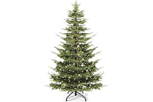 YITAHOME 198cm Künstlicher Weihnachtsbaum mit Beleuchtung Aspen Fir, Christbaum mit Kristall-Dekoration, Elegante Weihnachtsdekoration mit 900 PE- und PVC-Mischzweigen, 500 Lichter, grün