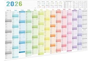 ARTFAN Wandkalender 2026, Kalender 2026 Wandkalender XXL (97 x 70 cm) in Poster Größe, Jahresplaner Querformat, Gefaltet - Wandplaner 2026, Jahreskalender, Plakatkalender. 1 Stück