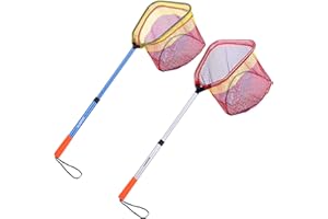 PLUSINNO Kinder-Fischernetz, Teleskop-Kescher, leicht, mit Aluminium-Stangengriff und Nylon-Netz, Fangen und Lösen von Schmetterlingsnetz, für Kinder, Jugendliche, Outdoor