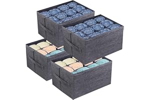 EASEVE 4 Stück Kleiderschrank Organizer Schublade Aufbewahrungsbox für Kleidung - 12 Zellen Schubladen Ordnungssystem Schrank Kleider Aufbewahrung Boxen für Jeans, Hosen, Handtuch, Shirt, Pullover