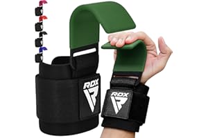 RDX Ganci Sollevamento Pesi, 8mm Neoprene Fasce Polsi Imbottita Supporto, Gomma Rivestito Impugnature Grips, Gym Gancio Cinghie per Fitness Powerlifting Allenamento Palestra Bodybuilding, Uomo Donna