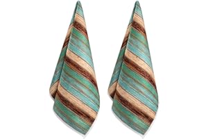 DecorMommt Set de 2 Toallas de Cocina Absorbentes Paños de Cocina Rayas de Madera Verde Toallas de Mano de Cocina para Platos Lavables y de Secado Rápido Paño Cocina Microfibra Suave de 40 X 60 CM