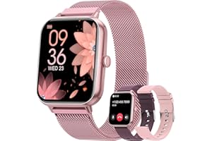 AIMIUVEI 2024 Reloj Inteligente Mujer, 1.83'' HD Smartwatch con Llamadas, 3 Correas, Función Femenina, 24h Pulsometro, Sueño SpO2 Podómetro Calorías, IP68 Reloj Deportivo para iOS Android Rosa, Regalo