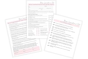 LASHICORN Brow Lamination & Tint Intake, Consent, and Aftercare Form | Digital Downloads for 8.5 x 11" inch Paper | Brow Artist Supplies | Pink and White Design