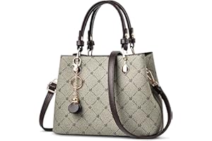 DEEVORCA Retro Bolsos De Mano Mujer Elegante Imprimir Bolso De Hombro Casual Cuero PU Viajar Trabajar Fiesta Fecha Negocio Bolsa De Mensajero Medio Bolso Bandolera Moda Colgante Marrón B