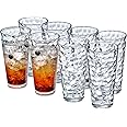 Amazing Abby - Iceberg - 24-Ounce Plastic Tumblers (Set of 8), Plastic Drinking Glasses, All-Clear High-Balls, BPA-Free, Shatter-Proof, Dishwasher-Safe